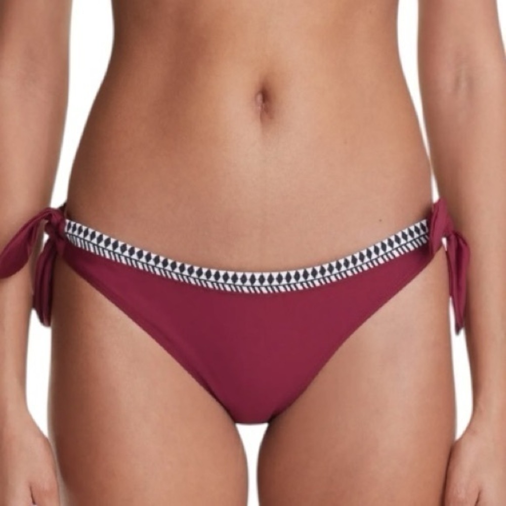 Lemlem Lena Side Tie Bikini Bottom Burgundy‎ Size Small NWT